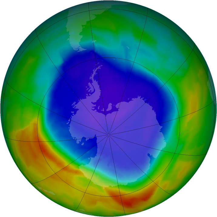 Antarctic ozone map for 21 September 2012